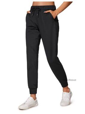 Women's 4-Way Stretch Joggers 28" Inseam Mid Rise Slim Fit Workout Pants with